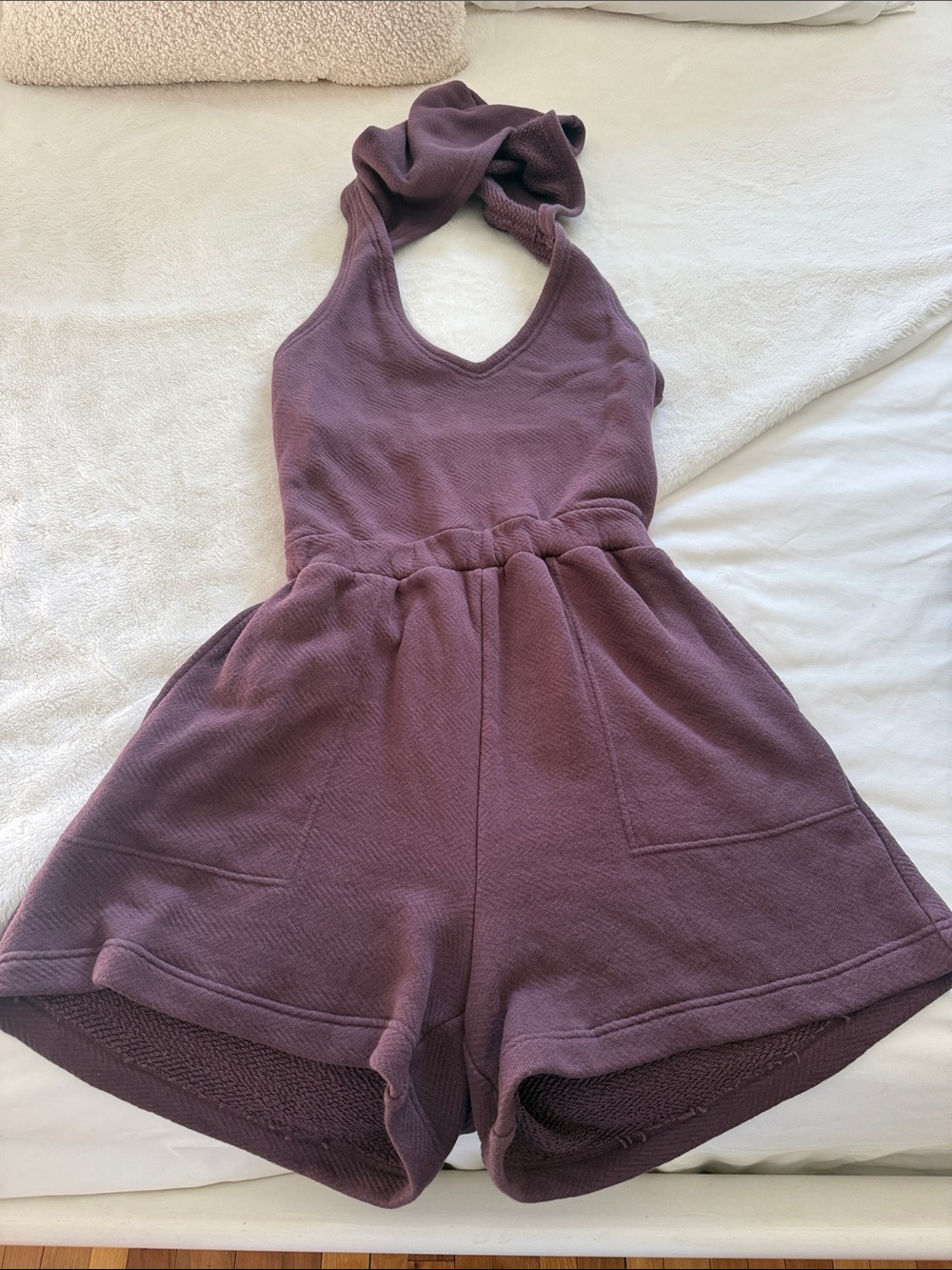 Free People Mauve Halter Terry Romper